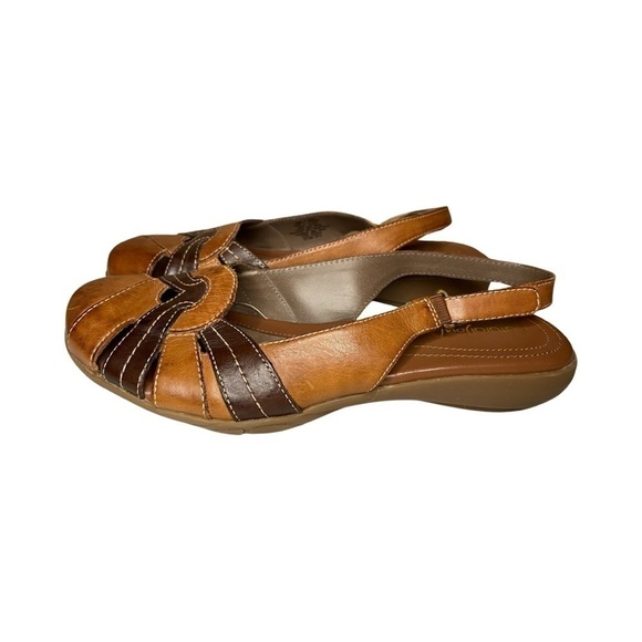 Natural Soul Shoes - Natural Soul by Naturalizer Brown Leather Slingback Sandals Size 9 NWT